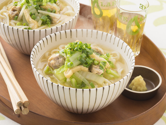 白菜と鶏肉の生茶煮込みうどん