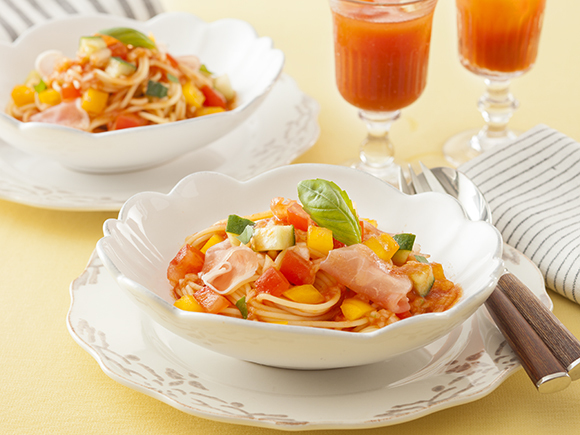 彩り野菜の冷た～いスパゲッティ