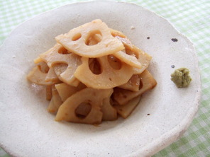 薄切りれんこんのわさびきんぴら