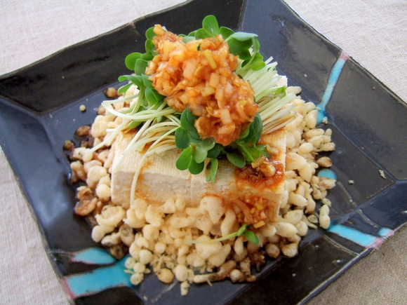 サクサク揚げ玉冷奴 ピリ辛ねぎだれ