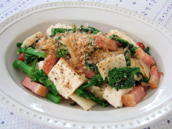 菜の花とパンチェッタのチャンプルー