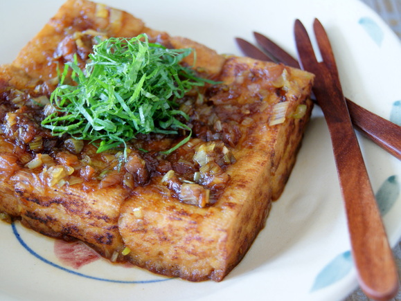 厚揚げの梅ねぎソテー