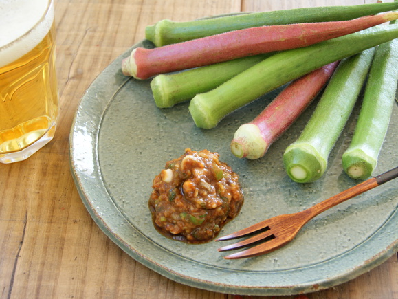 オクラと薬味たっぷり味噌ディップ