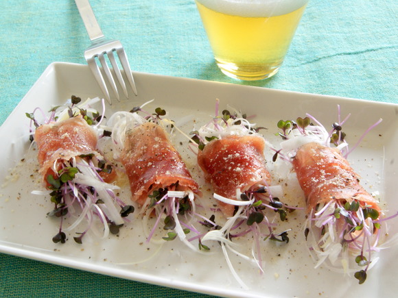 ねぎとスプラウトの生ハム巻き
