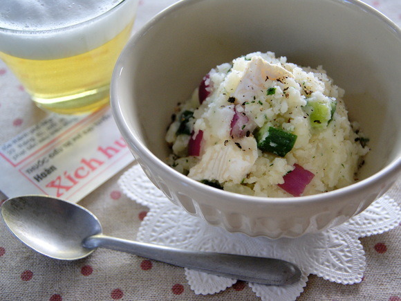Potato salad with camembert cheese