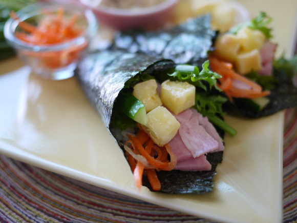 Western-style hand-rolled sushi with cheese