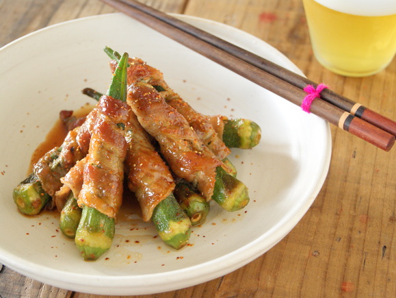 オクラのカリカリ豚肉巻きソテー