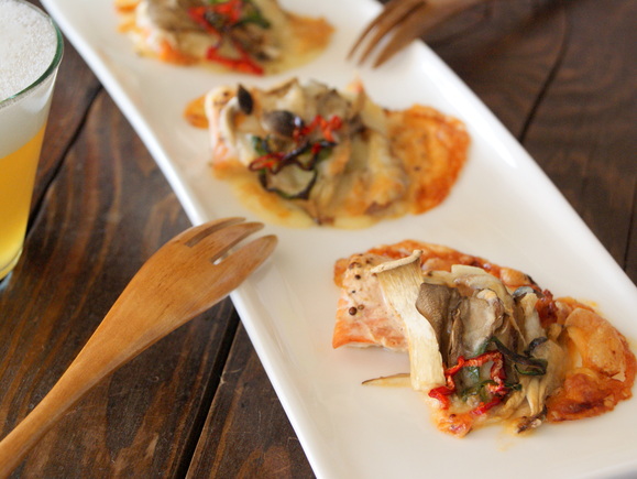 鮭ときのこのピザ風オーブン焼き キリンレシピノート とっておきの おつまみ から デザート まで キリン