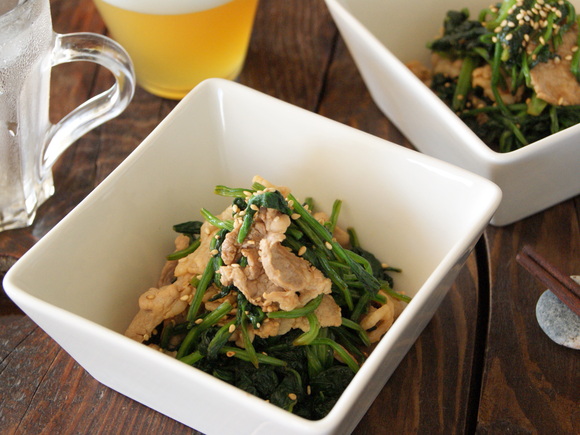 ほうれん草と豚肉のあえもの